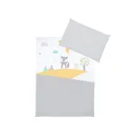 Lenjerie pat bebe 3 piese KLUPS Raccoon din bumbac, 135x100 cm