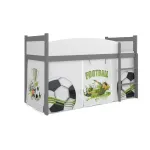 Pat tineret MyKids Twist Antresola Football 184x80 cu saltea si perdelute