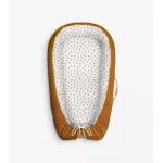 Cuib pentru bebelusi Klups Honey din bumbac si catifea, reversibil
