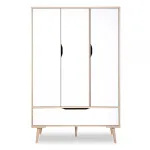 Dulap pentru copii Klups Sofie, 3 uși și sertar, natur-alb