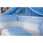 Lenjerie pentru patut bebelusi MyKids 9 piese White-Blue 120x60 cm