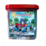 Cuburi de construcție Car Service cu 86 piese și cutie plastic