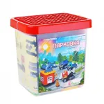 Cuburi de constructie Parking, 124 piese, cutie de plastic, 3 ani+