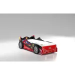 Pat copii tip masina Vaper negru rosu cu LED si saltea 200x90