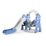 Centru de joaca MyKids 4 in 1 cu tobogan, leagan, cos baschet, albastru