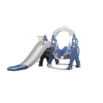 Tobogan pentru copii MyKids cu leagan si cos de baschet, Castel Blue