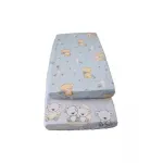 Cearceaf pentru bebelusi cu elastic, albastru, 120x60 cm, bumbac 100%