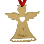 Ornament suspendabil Crăciun înger auriu Peace, set 5 bucăți
