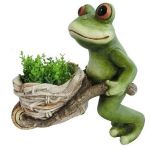 Dekorácia MagicHome Gecco, Žaba s fúrikom, magnesia, 34x20x32 cm