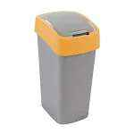 Coș de gunoi Curver Flip Bin 45L, gri-argintiu și galben