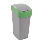 Coș de gunoi Curver Flip Bin 45L, gri-argintiu cu verde