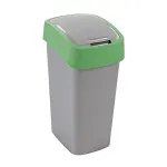 Coș de gunoi Curver Flip Bin 9L, gri-argintiu și verde