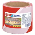 Bandă de avertizare Tesa SIGNAL 80 mm x 100 m, roșu/alb