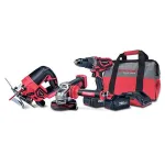 Set scule Worcraft 20V cu fierastrau pendular, polizor, bormasina si geanta