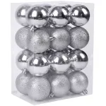 Set 24 globuri de Craciun argintii MagicHome pentru brad, 6 cm