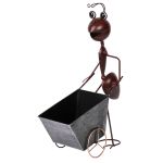 Dekoracia MagicHome Mecco 4212, Mravec s vozíkom, 46 cm, plech