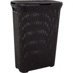 Cos de rufe Curver Style 40L maro, cu capac si aspect ratan