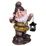 Dekorácia MagicHome Gecco, Trpaslík s lampášikom, magnesia, 25x20x45 cm