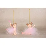Decoratiune de Craciun suspendata balerina roz, MagicHome, 9 cm, set 2 buc
