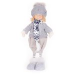 Dekorácia MagicHome Vianoce, Chlapec s modrým šálikom, 38 cm