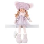 Dekorácia MagicHome Vianoce, Deti, ružové, sediace, 22 cm