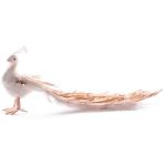 Dekorácia MagicHome Vianoce, Páv, zlatý, páperový, 34x12x15 cm