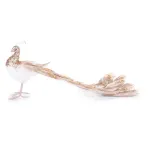 Păun decorativ auriu din pene pentru Crăciun, 50x20x23 cm