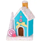 Decorațiune de Crăciun MagicHome Candy Line căsuță albastră 19x27 cm