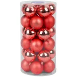 Set 30 globuri roșii pentru brad, 6 cm, finisaj mix, MagicHome