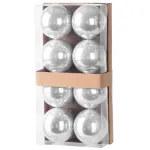 Set 8 globuri argintii pentru brad de Craciun MagicHome, 7 cm