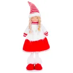 Figurină decorativă de Crăciun MagicHome, fetiță textilă roșu-alb, 48 cm