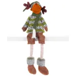 Figurina decorativa ren de Craciun textila, verde-maro, 70 cm