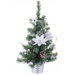 Stromček MagicHome Vianoce, ozdobený, strieborný, kvet, 30 cm