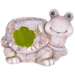 Dekorácia MagicHome, Korytnačka s kvetináčom, keramika, prírodná, 38x29,5x25 cm