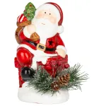 Decorațiune de Crăciun Moș Crăciun cu LED, din teracotă, 10x8,2x13,7 cm