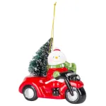 Decorațiune de Crăciun cu om de zăpadă în vehicul, LED, teracotă