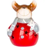 Decorațiune de Crăciun ren zâmbitor cu LED, teracotă, 12,5 cm
