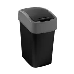 Coș de gunoi Curver Pacific Flip Bin 45L, negru/gri, cu capac batant