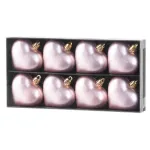 Set 8 globuri inimă roz 6 cm pentru bradul de Crăciun MagicHome