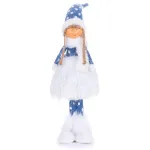 Figurină decorativă de Crăciun MagicHome, fetiță textilă bleu-gri, 51 cm
