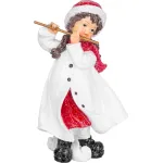 Decorațiune de Crăciun MagicHome, fetiță cu flaut, polyresin, 12x12x20 cm