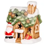 Decorațiune de Crăciun MagicHome căsuță cu Moș, LED, teracotă