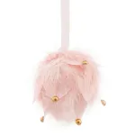 Decoratiune de Craciun tip glob cu pene roz MagicHome, 10x10x9 cm