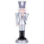 Decorațiune de Crăciun spărgător de nuci cu trompetă, argintiu, 30 cm