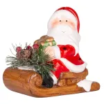 Decorațiune de Crăciun Moș Crăciun pe sanie cu LED, teracotă