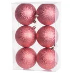 Set 6 globuri de Craciun rosii MagicHome, 8 cm, pentru brad