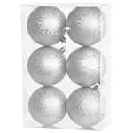 Set 6 globuri argintii pentru brad MagicHome Vianoce, 8 cm