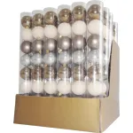 Set 8 globuri de Craciun pentru brad, alb-argintiu-bronz, 5 cm