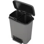 Coș de reciclare KIS Compatta 2x11L cu pedală, negru/gri