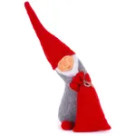 Figurina decorativa spiridus de Craciun cu sac, rosie, 43 cm